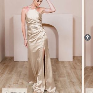 Reverly Gold Champagne dress size 8 never worn.